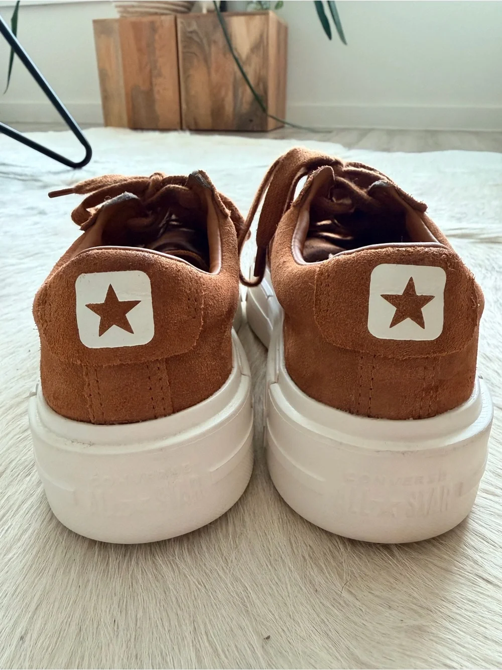 Converse Women’s. Platform Suede Sneakers - Rust Brown - Picture 2 of 6